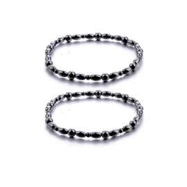 2pcs Anklet Hematite Relieve Joint Pain Healing Therapy Healthy Foot Anklet for Women Men-Style 1