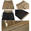 heipeiwa Women's Metallic Wide Leg Palazzo Pants Rib Pleated Smocked