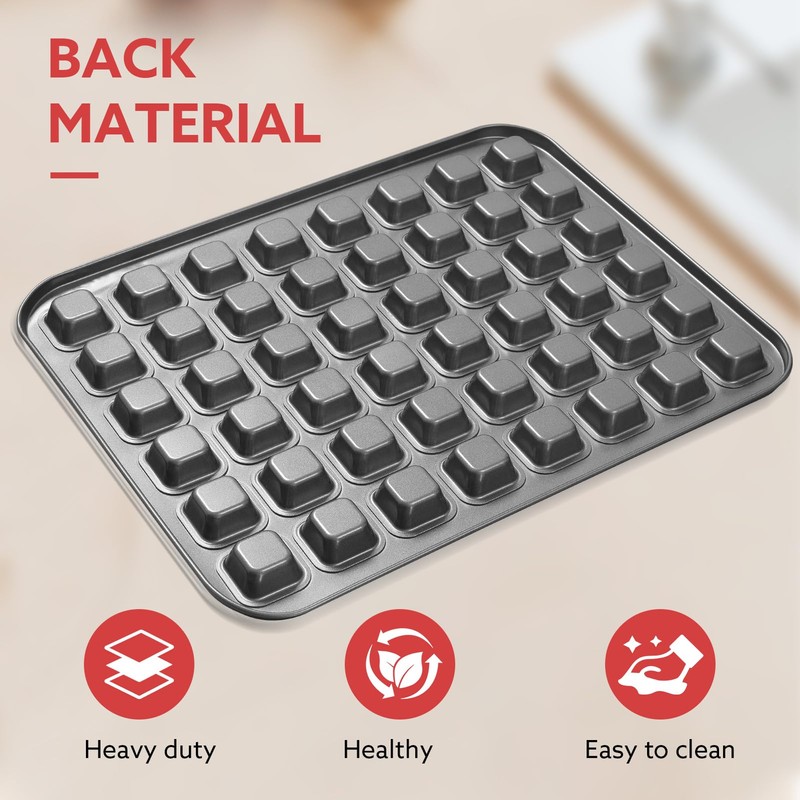 Biubumtu 2-Piece 48 Cup Steel Mini Muffin Pan – Non-Stick