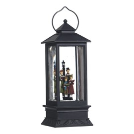 Raz Imports Lighted Snow Globe Lantern: 11 Inch, Black Holiday Water Lantern (Carolers)