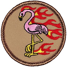 Flaming Pink Flamingo Patrol Patch - 2" Diameter Round Embroidered Patch (Sew-on)
