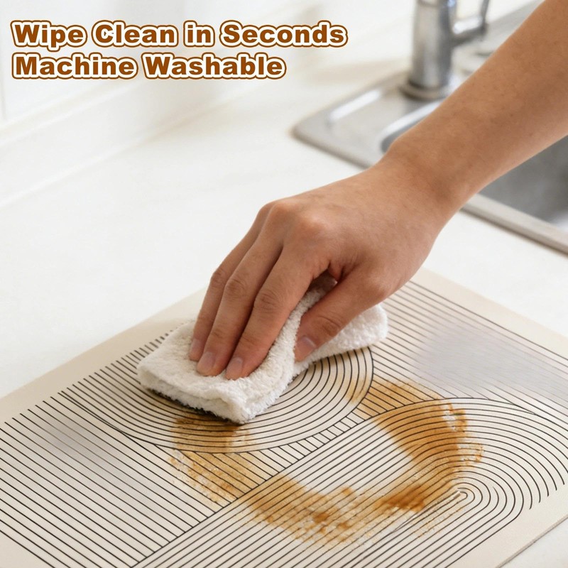 2Pcs Dish Drying Mat Set, 50x30cm Absorbent Sink Drainer &