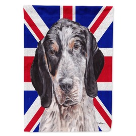 Caroline's Treasures SC9890CHF Blue Tick Coonhound with English Union Jack British Flag House Flag Large Porch Sleeve Pole Decorative Outside Yard Banner Artwork Wall Hanging, Polyester, House Size, M