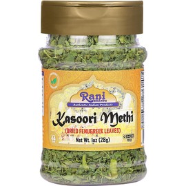 Rani Fenugreek Leaves Dried (Kasoori Methi) 1oz (28g) PET Jar ~ All Natural | Vegan | Gluten Friendly | NON-GMO | Kosher | Indian Origin