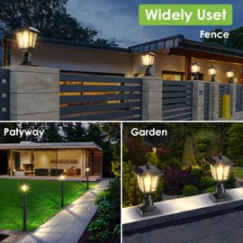 LIANGLOME Solar Lamp Post Light Outdoor - 3000K Warm White, IP45 Waterproof Post Solar Lights for Garden Yard Landscape, Outside Decorative Lamp(2PK)