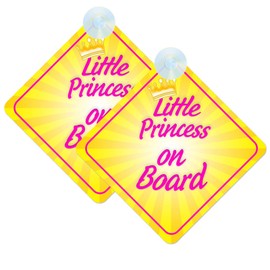 Princess Baby on Board Sign for Car Twin Pack 2pcs Kids Safety Warning Car Sign Princess019 Design