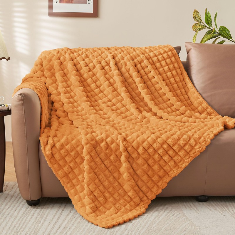 BEDELITE Updated Burnt Orange Throw Blanket for Couch and Bed-