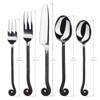 Gourmet Settings 20-Piece Flatware Treble Clef Collection Black Silverware Cu...