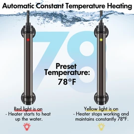 Orlushy 25W Submersible Small Fish Tank Heater with Free Thermometer, Preset Temperature 78℉ Aquarium Heater for 1-5 Gallon Freshwater & Saltwater Tank