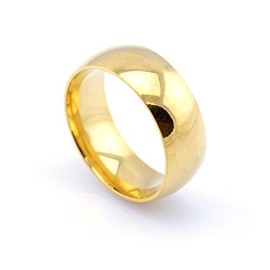 Vault 101 Limited 18k Gold Plated Men's Women's Stainless Steel Wedding Band Ring (8mm Wide - Size Y)