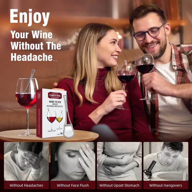 Wine Filters,Remove Sulfite and Histamine,Stick Purifier Alleviates Wine Allergies,Purify Wine