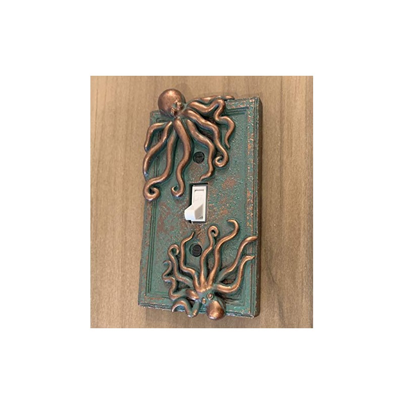 Top Brass Large Octopus/Kraken Electrical Cover Wall Plate Bronze/Verdigris Finish