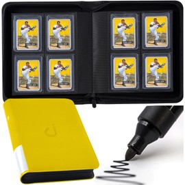 Toploader Binder, Holds 128 Top Loaders - 4 Pocket Top Loader Binder for 3" x 4" Rigid Card Holders for Trading Cards or Sports Cards, Model A - Classic Yellow