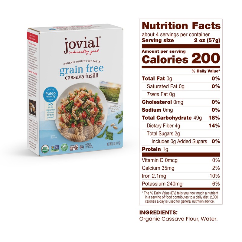 Jovial Grain-Free Cassava Pasta Variety (Orzo, Penne and Fusilli) -