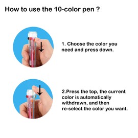 HeTaoCat Multicolor Pens 1 Pack 0.5mm 10-in-1 Retractable Ballpoint Pens - 10 Colors Transparent Barrel Ballpoint Pen for Office Supplies (Multicolor)