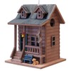 Home Bazaar Log Cabin Bird House, Handcrafted Wooden Outdoor Birdhouse