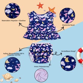 ALVABABY Schwimmwindel Baby Baby-Mädchen-Badeanzug ärmelloser Bikini-Badeanzug für Kleinkinder wiederverwendbares Schwimm-Set - 1 Schwimmwindeln und 1 Schwimmshirt Größe M（0-1Jahren） SWT03-DE