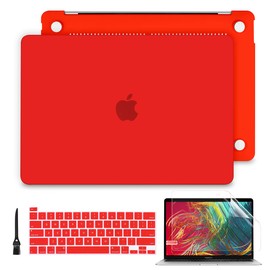 Batianda Laptop Case for New MacBook Pro 13 2022 2020 Release Plastic Hard Shell Cover with Keyboard Cover and Screen Protector for Mac Pro 13'' Touch Bar Model M2 M1 A2338/A2289/A2251,Matte Red