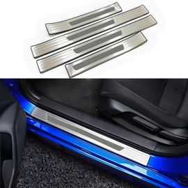 KEALAS 4 PCS Stainless Steel Chrome Silver Door Sill Protector Trims for Honda 11th Gen Civic 2022 2023 2024 2025,Outside Door Sill Scuff Plate Guard Cover Trim Door Sill Decorative Decals