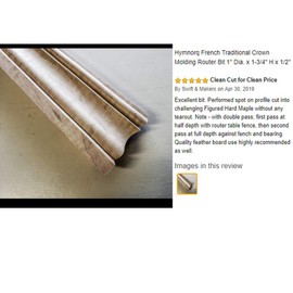 Hymnorq French Traditional Crown Molding Router Bit, 1 Dia. x 1-3/4 H x 1/2 Inch Shank, Double Flutes and End Ball Bearing Guide, Used on CNC and Routers for Crowing Moldings Window and Door Castings