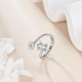 YAFEINI Highland Cow Rings 925 Sterling Silver Highland Cow Ring Animal Jewelry Gifts for Women Cow Lovers (#6)