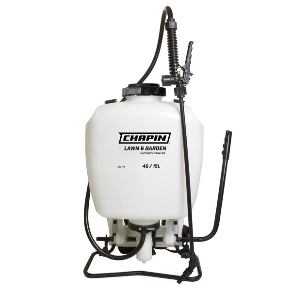 Chapin 60114 Made in USA 4-Gallon Backpack Sprayer with 3-Stage Filtration System Pump Pressured Sprayer, for Spraying Plants, Garden Watering, Lawns, Weeds and Pests, Translucent White