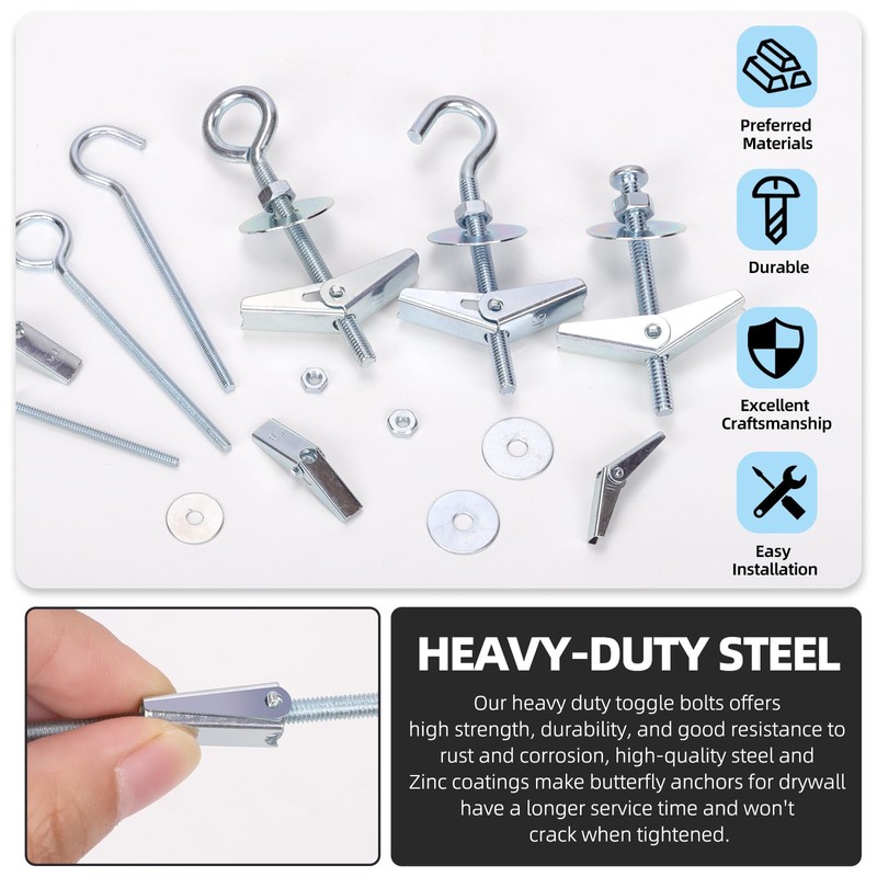 Glarks 30pcs 3 Styles M4 M6 Toggle Bolts Toggle Anchors
