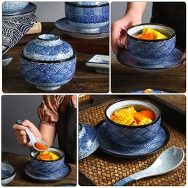 UPKOCH Japanese Traditional Miso Soup Bowl Cup Rice Bowl Ramen Bowl Small Appetiser Serving Bowl Japanese Food Cup Bowl Cup with Lid For