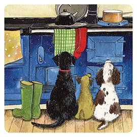 Alex Clark Coaster - Hotdogs (Single) - Labardor - Border Terrier - Spaniel - Kitchen - Watercolour Design - Cork Back
