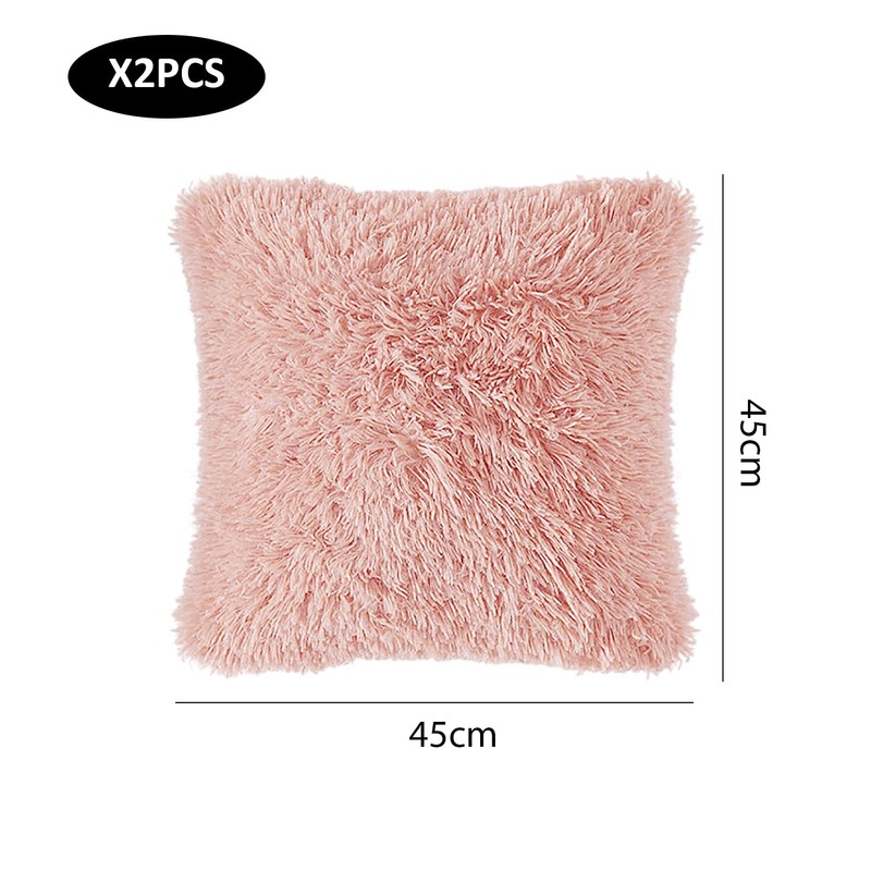 TYGFRT 2 Plush Pillowcases, Pink Cushion Cover, Fluffy Soft Pillowcase,