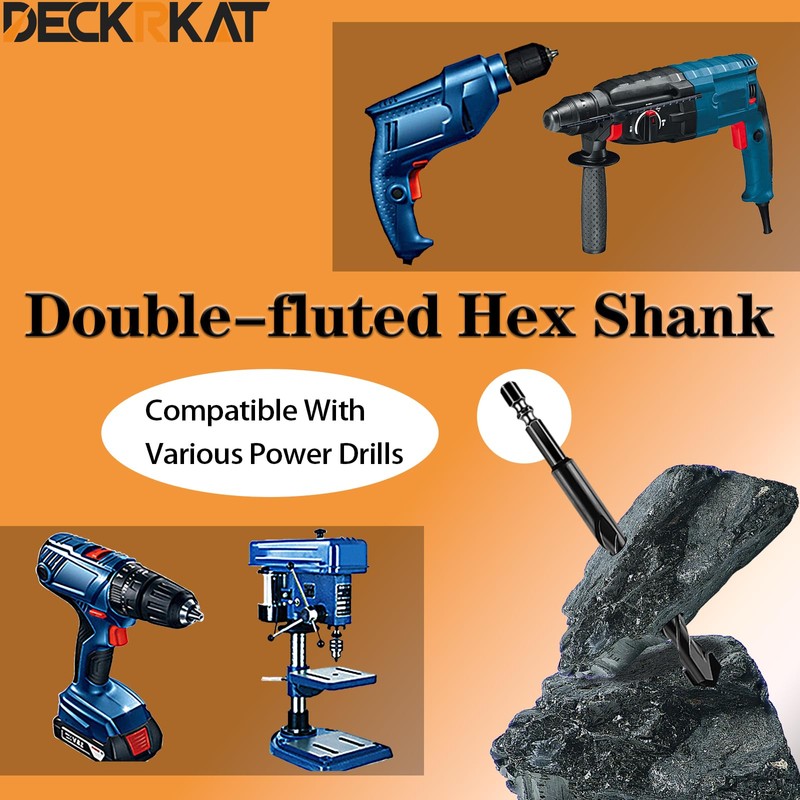 DECKRKAT 6-Piece Black Masonry Drill Bit Set for Concrete, Brick,