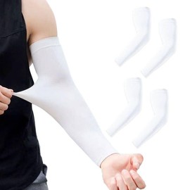 XGIUINI Men's Arm Cover, Set of 4 (5° Cooling Feeling), UV Protection, Arm Cover, Cool, Plain, Sweat Absorbent, Quick Drying, Anti-Slip, UPF50+ UV Protection, Sunscreen Cover, For Summer, Stretching,