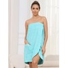 Komfokore Women's Knee-Length Bathrobe with Button Closure - Lightweight Spa