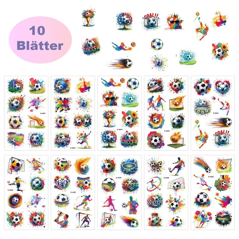 KLINNA Set of 10 temporary tattoos for children, ideal party