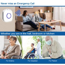 通用 Caregiver Pager Wireless Call Button Nurse Alert System Help Button for Home/Elderly/Patient/Disabled Attention Pager 500+ Feet 1 Plugin Receiver 1 Waterproof Transmitter, SOS01