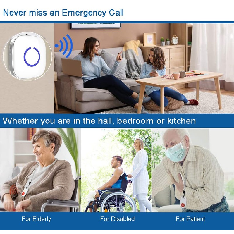 通用 Caregiver Pager Wireless Call Button Nurse Alert System Help