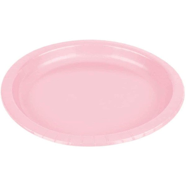 Amscan 55786.26 Party Supplies Disposable Value Solid Round Plates Tableware, 9", 20ct, Pale Pink