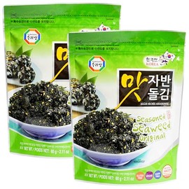 Surasang Korean Seasoned Seaweed Flakes 60g Pack of 2 - Crispy, Flavourful Snack & Topping - Perfect for Rice, Salads, and Soups