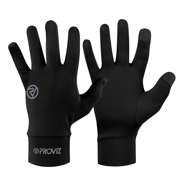 Proviz Classic Touch Screen Reflective Breathable Lightweight Running Gloves, Black,