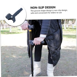 Gatuida 1Pc Ergonomic Cane Handle Lightweight Crutch Accessory for Tubes Black Practical Design for Elderly Handicapped Users to Hand