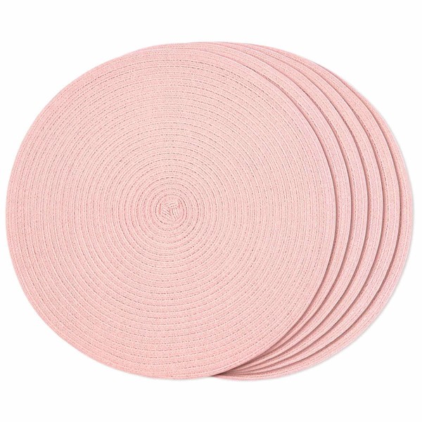 FunWheat Round Braided Placemats Set of 6 Place mats for