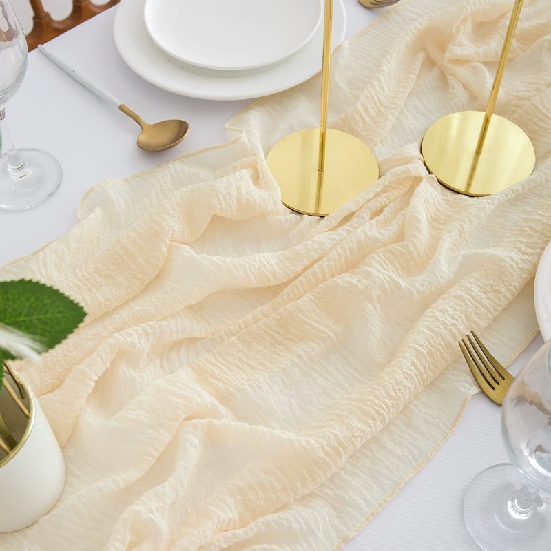 Aoksunova Muslin Wedding Table Runner, Beige, 4 m x 80