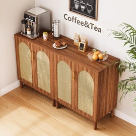 LITTLE TREE Sideboard Buffet Cabinet, Sideboard Cabinet with 4 Doors, 59-Inch Modern Credenza for Kitchen, Entryway, Living Room and Dining Room