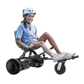 RibasuBB Hoverboard Seat Attachment, Hoverboard Go Kart with Rear Shock Absorption, Adjustable Frame Length and Handlebar Control Buggy Attachment, Suitable for 6.5" to 10" Balancing Scooter (Black)
