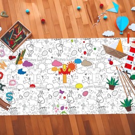 CDIMQI Easter Coloring Paper Tablecloth, He is Risen Activity Paper Table Cover Christian Disposable Tablecover for Kids, School Supplies Easter Birthday Game Party Decoration 54X108 in