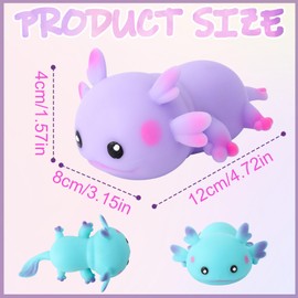 4pcs Mini Squeezable Axolotl Toys, Stretchable Axolotl Stress Balls Cute Animal Fidget Toys for Christmas Birthday Party Office Desk Fun