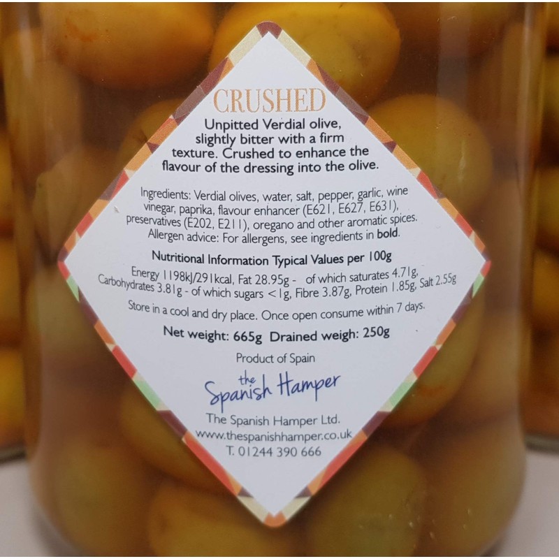 Crushed Verdial Olives | Slightly Bitter and Unpitted | Gently