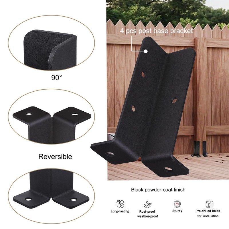 Wpbhk 4Pcs Adjustable Deck Post Anchor Base Brackets Fit 1.5x1.5,2x2,2x4,4x4