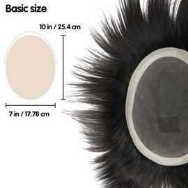 Zakya Mens Toupee Human Hair Replacement System, Toupee for Men PU & Lace Base for Thinning Hair 7 * 10 Inch Base Size