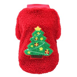Izefia Dog Sweater Costume Christmas Clothes Gift Fleece Woolen Sweater Winter Warm Pajamas Christmas Father Reindeer Tree Sweater for Small Dog Medium Cat Tree Red XXL